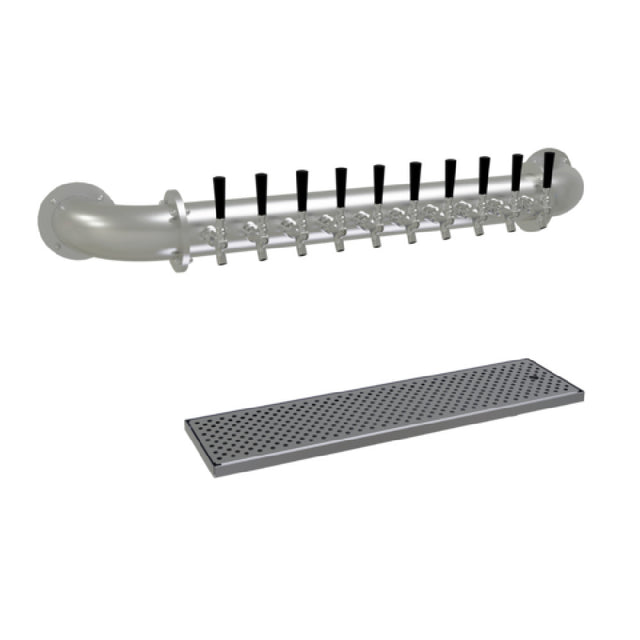 Glastender PW-10-SS Pipe Wall Draft Dispensing Tower Wall Mount (10) Stainless Steel Faucets (handles Not Included)