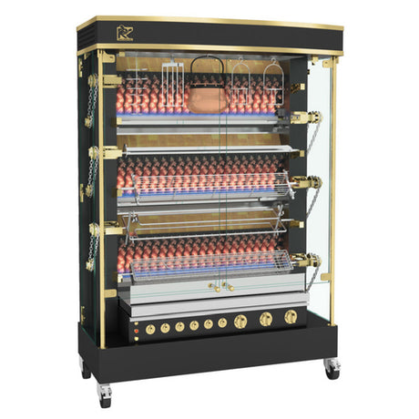 Rotisol MF1375-6G-LUX_NAT MasterFlame 'Rustic-Style' Rotisserie Oven Gas Floor Model