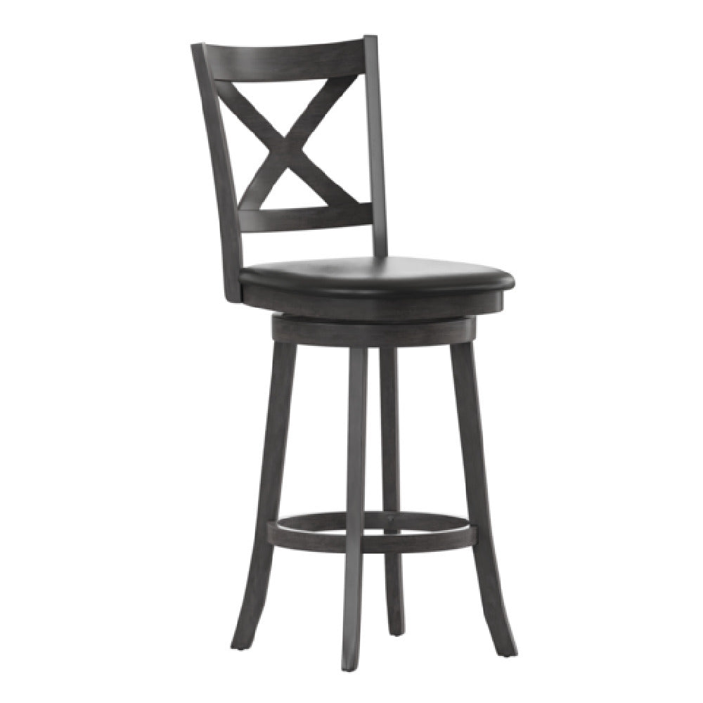 Flash Furniture ES-UN1-29-GY-GG Felicity Swivel Barstool Crossback Padded LeatherSoft Seat