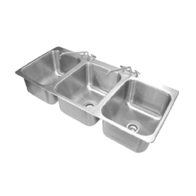 Advance Tabco DI-3-1612 Drop-In Sink 3-compartment 16" Wide X 20" Front-to-back X 12" Deep Each/bowl