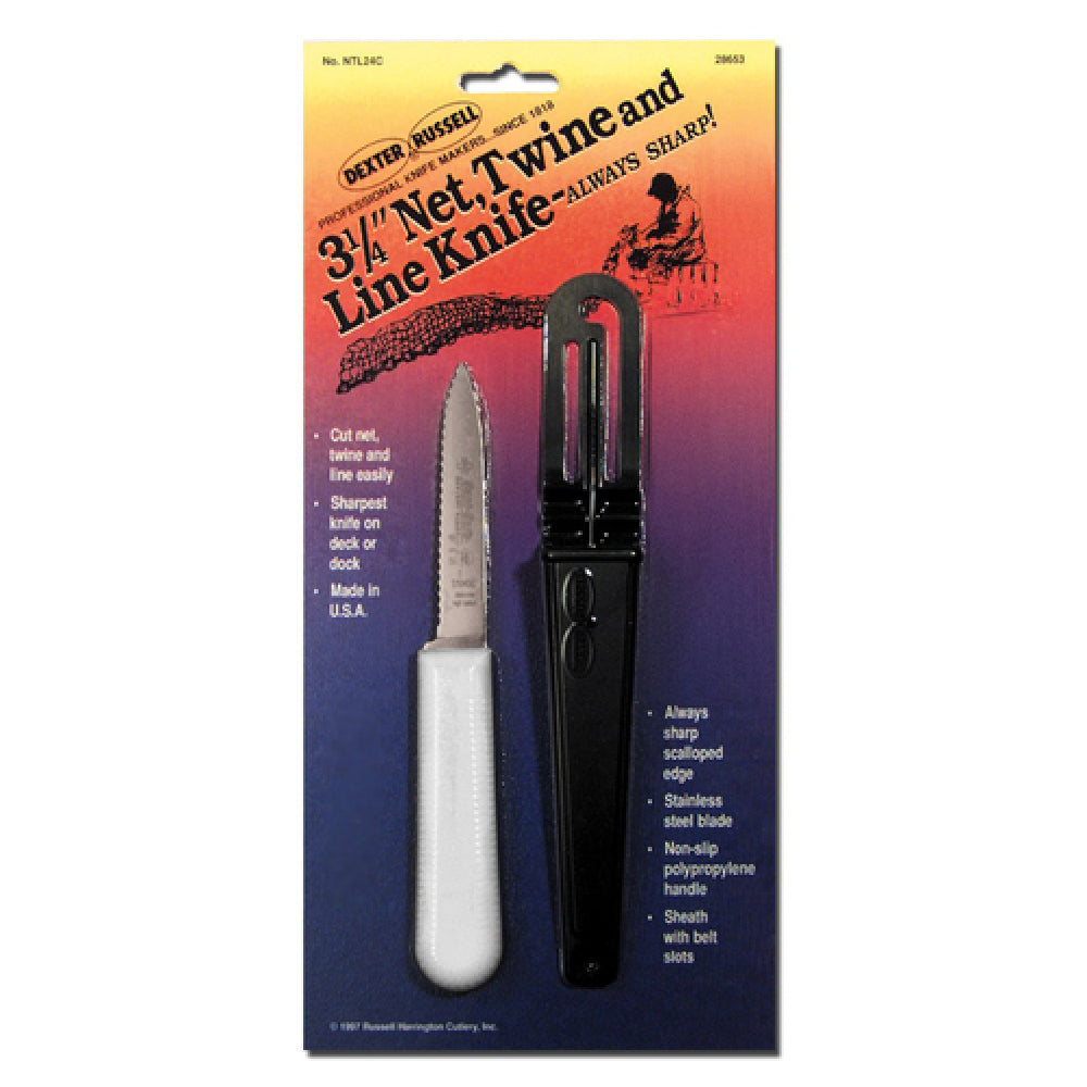 Dexter Russell 28653 Sani-Safe® (NTL24C) Net/Twine/Line Knife 3-1/4" With Sheath Stain-free