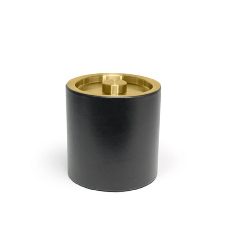 FOH RIB026BKL21 3.5qt Round London Ice Bucket Black With Matte Brass Lid Includes One RIB017BKL21-BTM 3.5qt Round London Ice Bucket Base Black