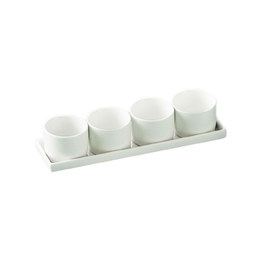 CAC China DT-SQ10 Gourmet Collection Tray And Bowl Set Includes: (4) 2 Oz. 2-3/8" Dia. X 1-3/4"H