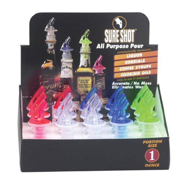 Harold Import Co. 405PRO Precision Pours Sure Shot® Pourers Plastic Assorted Colors (15 Each Total Per Display/case)