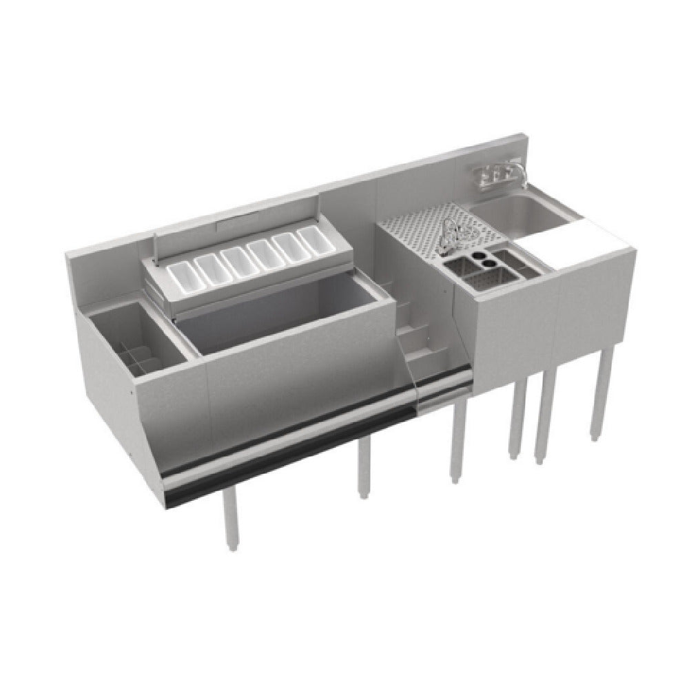 Krowne KR24-MT64-10 Royal Series 64” Workstation With 8” Elixir Well 24” Ice Bin (with 10-Circuit Cold Plate) With Garnish Cover