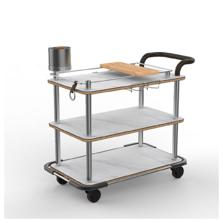 Steelite MGCRNX13CBXX Mogogo Rollin Mixology Cart With Leather Handle And Heavy Duty Bumper White Carrera Brushed Brass