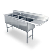 Steel Works Stainless SWS3C162012-18R-318 Sink 18ga/304 Stainless Steel 25-1/2" X 68-1/2" X 43-3/4"H