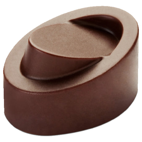 JB Prince K593 Chocolate Mold (21) Tilted Oval 1-1/4"L X 1-3/16"W X 3/4"H (33mm X 23mm X 19mm)