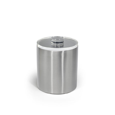 FOH RIB073BSS21 2qt Round Brushed Stainless Ice Bucket Silver With Acrylic Lid
