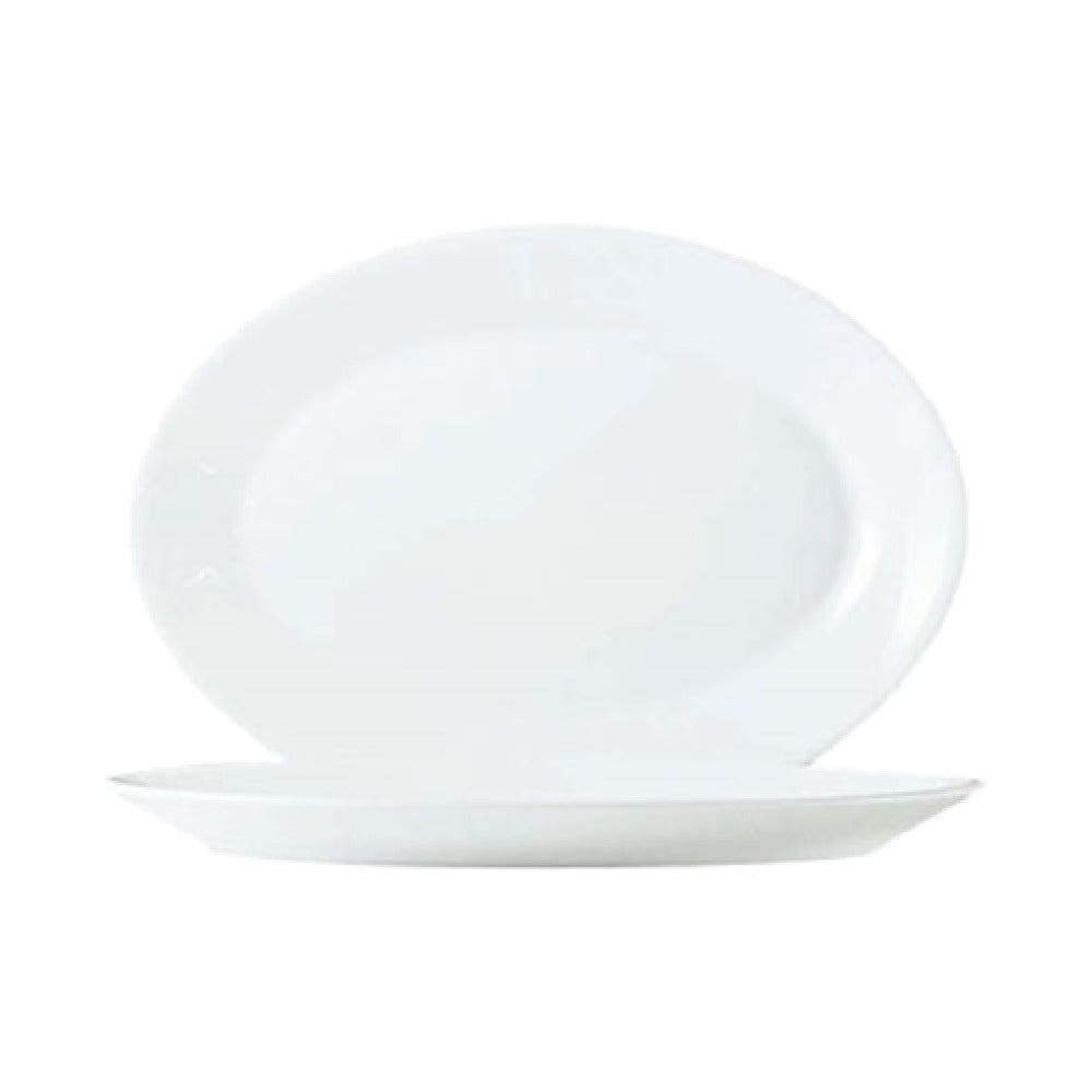 Arc Cardinal P3967 Arcoroc Restaurant White Oval Platter (D:11.75'') Fluorosilicate Opal Glass