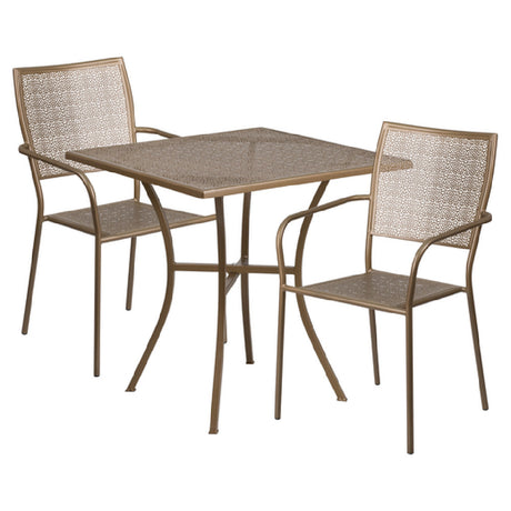 Flash Furniture CO-28SQ-02CHR2-GD-GG Patio Table Set Includes (1) Table: 28"W X 28"D X 28-1/4"H