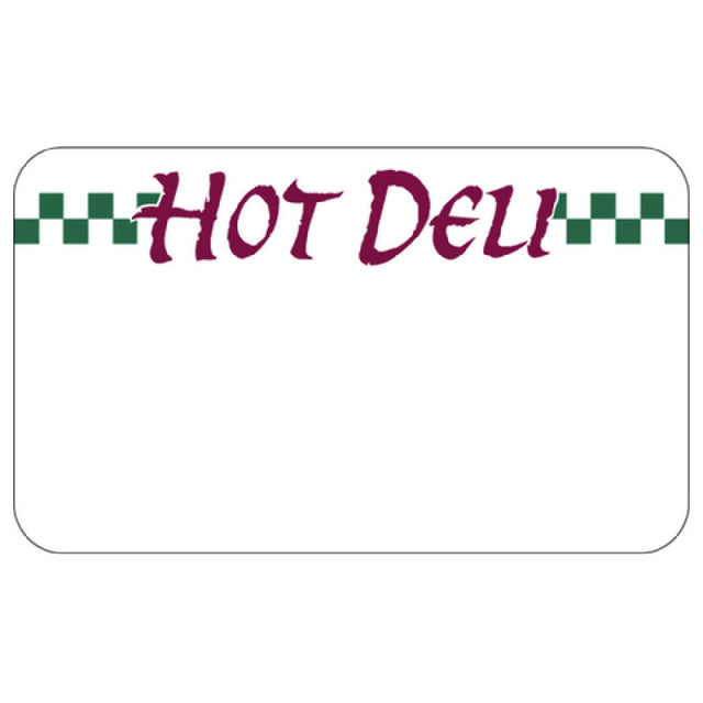 Hubert 41862 - Merchandising Tag, "Hot Deli" With Green Checkered Design, 3-3/4" X 2-1/4"H