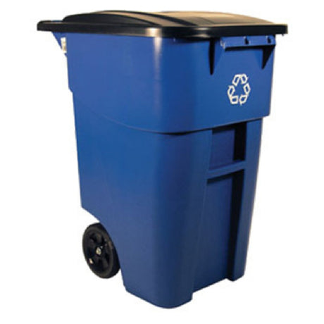 Rubbermaid FG9W2773BLUE - BRUTE® Recycling Roll-Out Container, 50 Gallon, 28-1/2"L X 23-2/5"W X 36-1/2"H