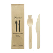 PacknWood 210COUVB2K - Cutlery Kit, Wooden Cutlery 2/1 Kit (Knife + Fork), 6.2in