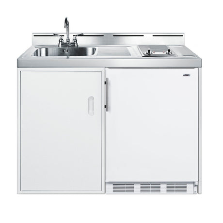 Summit C48ELGLASSPUMP All-in-one Kitchenette No Plumbing Required 6 Gallon Waste Container Included