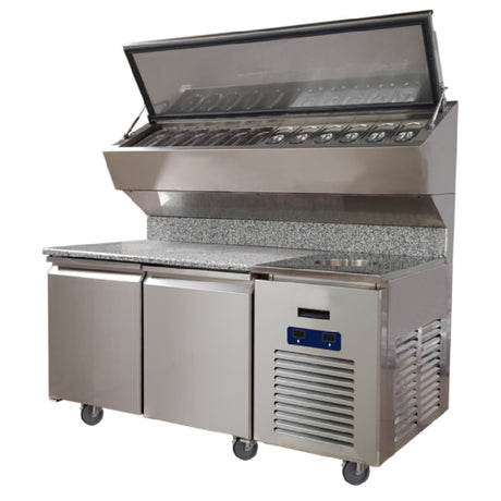 QualServ (Middleby) UCPS568-SS61A - Refrigerated Pizza Prep Table, 13.94 Cu Ft, 68"W