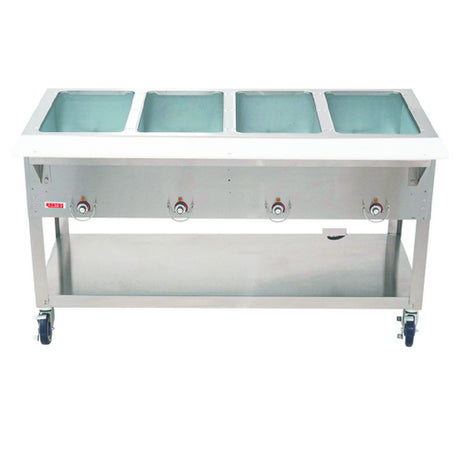 Hubert 63024 - Kratos 28W-198 Mobile Electric Steam Table, 57"W X 30"D X 34"H, 8" Deep Open Well