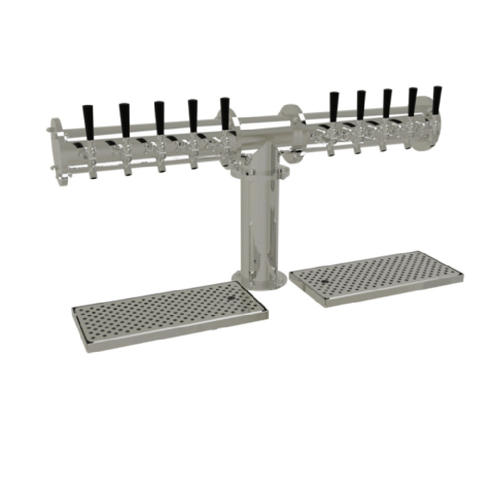 Glastender PT-10-MFR Pipe Tee Draft Dispensing Tower Countertop (10) Stainless Steel Faucets (handles Not Included)