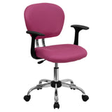 Flash Furniture H-2376-F-PINK-ARMS-GG Swivel Task Chair 33-1/2" To 37-1/2" Adjustable Height