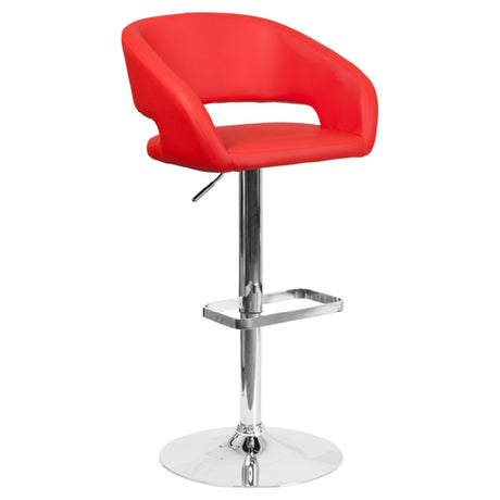 Flash Furniture CH-122070-RED-GG Swivel Bar Stool Adjustable Height Contemporary Style