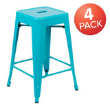 Flash Furniture 4-ET-31320-24-TL-R-GG Cierra Stacking Bar Stool Indoor 440 Lb. Weight Capacity