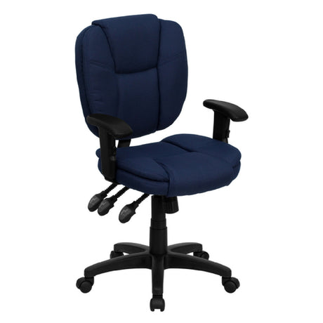 Flash Furniture GO-930F-NVY-ARMS-GG Ergonomic Swivel Task Chair 35" To 41" Adjustable Height