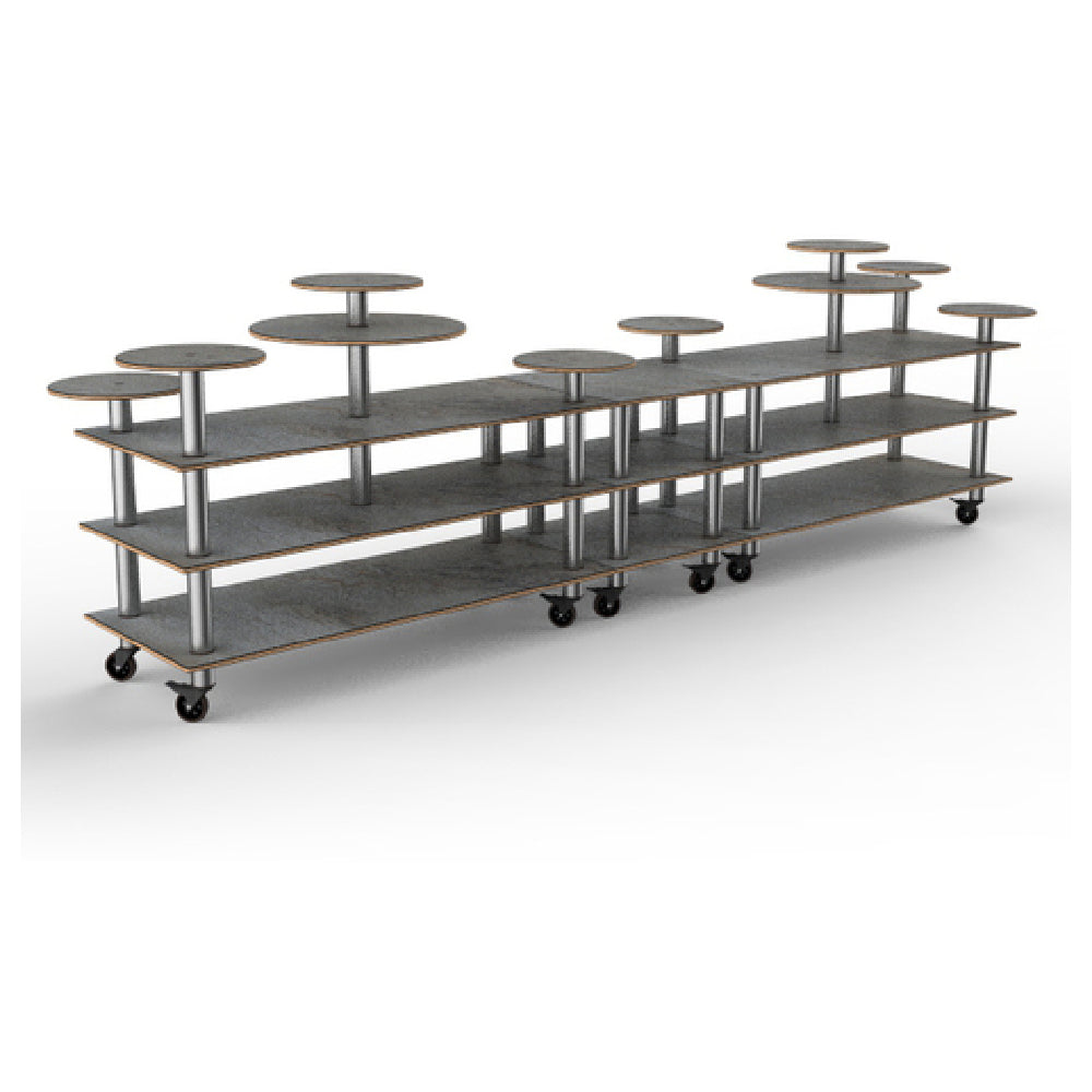 Steelite MGCMLB08GSXW Mogogo Buffet Solutions Modular Display Station 3-tier 180-1/2" X 38" X 54"H