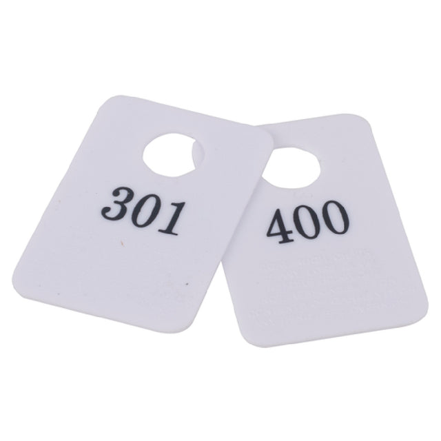 Stanton Trading 5PCR-301-400 - Coat Room Checks, Plastic, With Hanger Hold And "Not Responsible" Disclaimer (set Is Numbered 301-400 & Includes 1 Of Each Number)