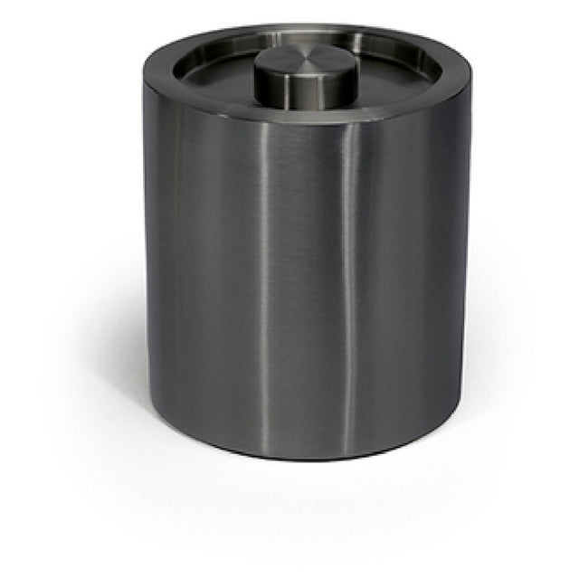 FOH RIB044BKS21 2qt Round Stainless Ice Bucket Matte Black With Matte Black Lid