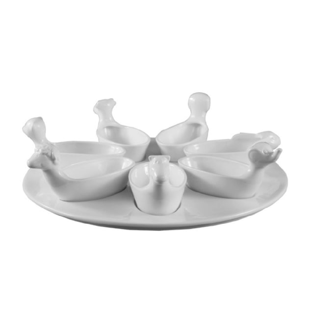 CAC China PTA-7-S Gourmet Collection Tray And Dishes Set Includes: (7) 3-1/2 Oz.