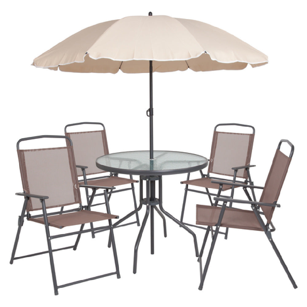 Flash Furniture GM-202012-BRN-GG Nantucket Patio Table Set Includes: (1) Table: 31-1/4" Dia. X 28"H