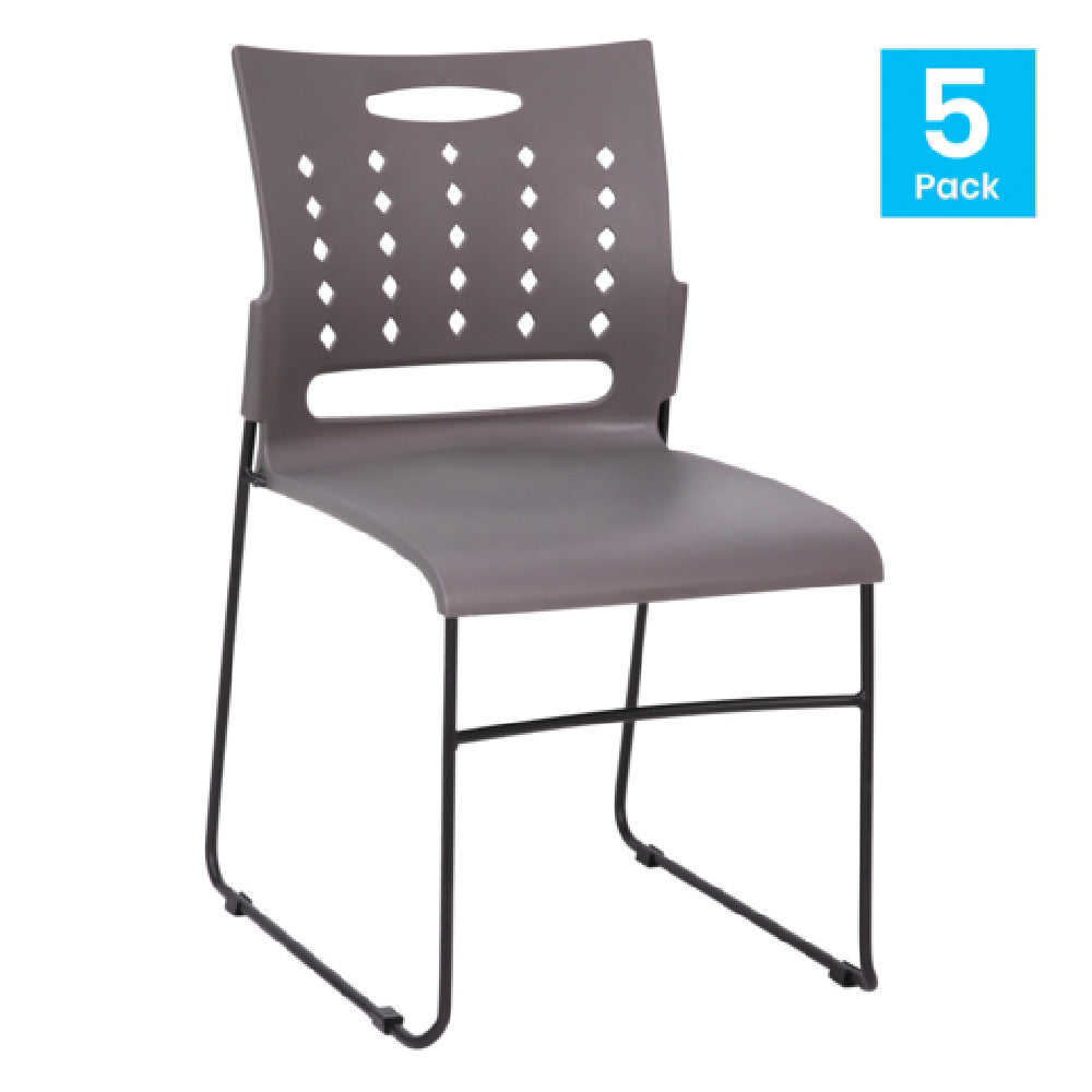 Flash Furniture 5-RUT-2-GY-BK-GG Hercules Series Stacking Chair 881 Lb. Weight Capacity