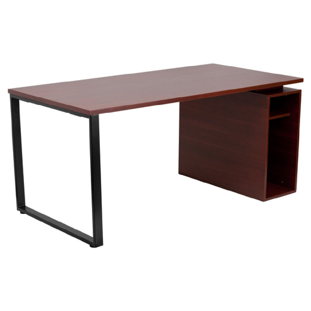 Flash Furniture NAN-JN-2108-GG Computer Desk 63"W X 31-1/2"D X 28-7/8"H Mahogany Laminate Finish Top And Pedestal