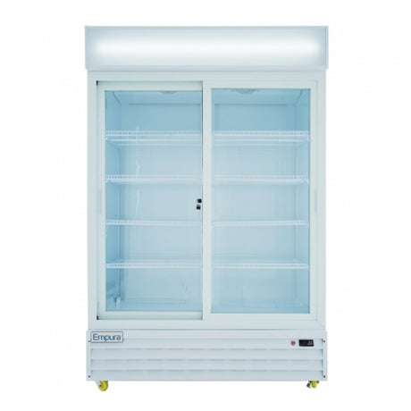 Empura Refrigeration ESM-42W White Sliding Glass Door Merchandiser Refrigerator With 2 Doors