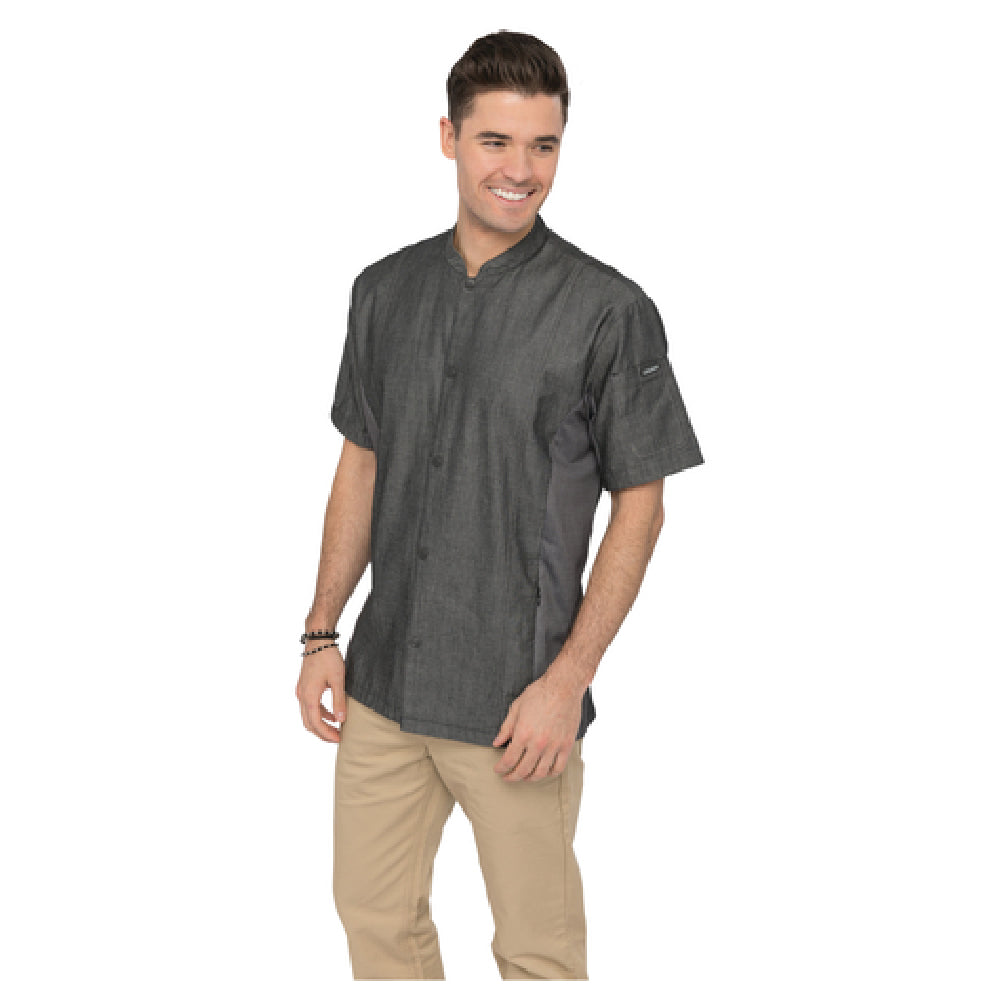 Chef Works CES01BLKL Tribeca Chef Coat Single-breasted Short Sleeves