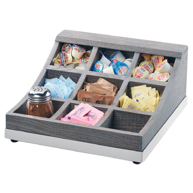 Cal Mil 3801-83 Ashwood Condiment Display 13"W X 13-1/2"D X 6-1/4"H (9) Section