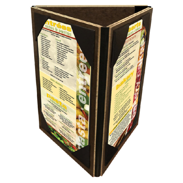Menu Solutions HBTRI-A Table Tent Holds 4" X 6" Inserts Triple Panel