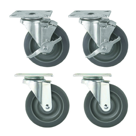 Hubert 146272 - Kratos Replacement Caster Set, 5" Dia., Two With Brakes