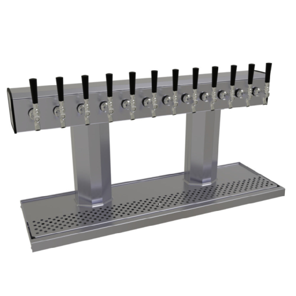 Glastender BT-12-SS Tee Draft Dispensing Tower Countertop (12) Stainless Steel Faucets (handles Not Included)