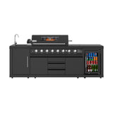 Koolmore KM-OKS-BQHUB-BK - Outdoor Kitchen Island, 103"W X 25"D X 47-3/5"H, (6) 12000 And (2) 15000 BTU Infrared Back Burner