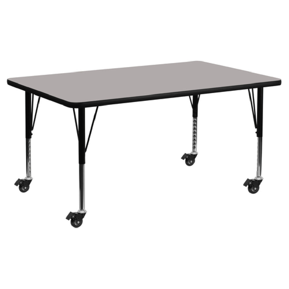 Flash Furniture XU-A2460-REC-GY-H-P-CAS-GG Activity Table 60"W X 24"D X 17-1/2" To 25-1/2" Adjustable Height