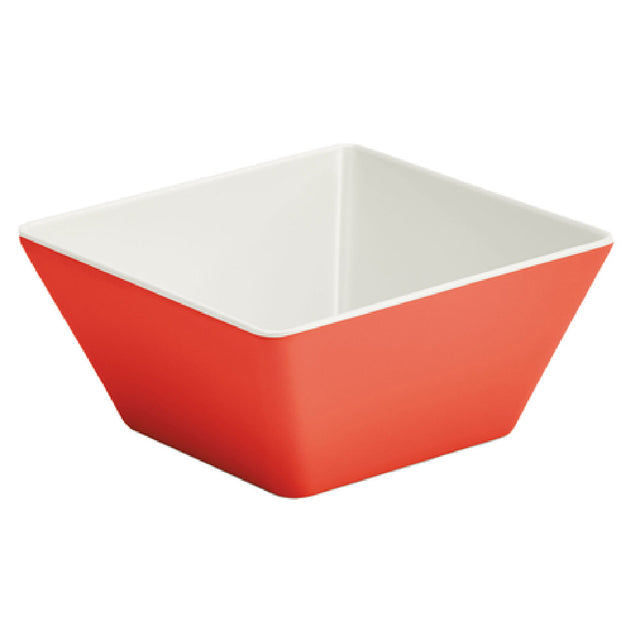 Vollrath V2220240 Melamine Bowl Medium Square Red. 1 9/16 QT. 7 1⁄16" W X 7 1⁄16" L X 3 5⁄16" H. Dishwasher Safe.