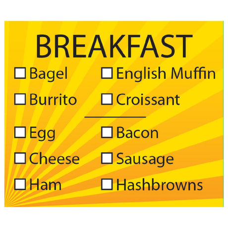 Hubert 40127 - Food Information Label, "Breakfast", 2-1/2" X 2-1/8"