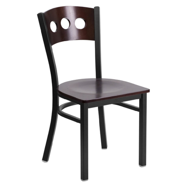 Flash Furniture XU-DG-6Y2B-WAL-MTL-GG Hercules Series Restaurant Chair Walnut Finish Plywood Back With (3) Circle Cutouts