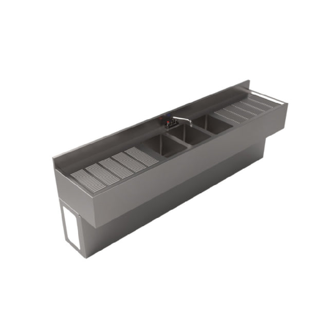 BK Resources UBB-21-396TS - Underbar Sink, Three Compartment, 96”W X 21-1/4"D X 33-1/2"H Overall Size