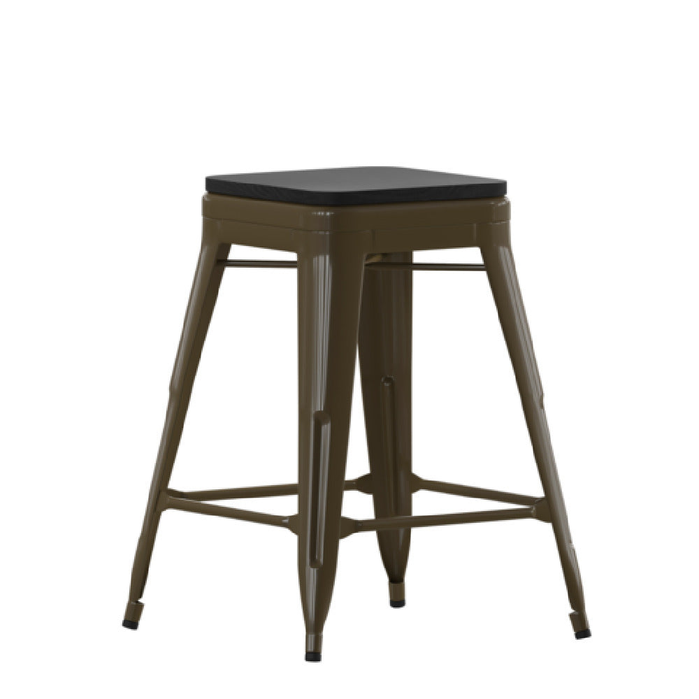 Flash Furniture 4-ET-31320-24-GN-R-PL2B-GG Cierra Stacking Bar Stool Indoor 440 Lb. Weight Capacity