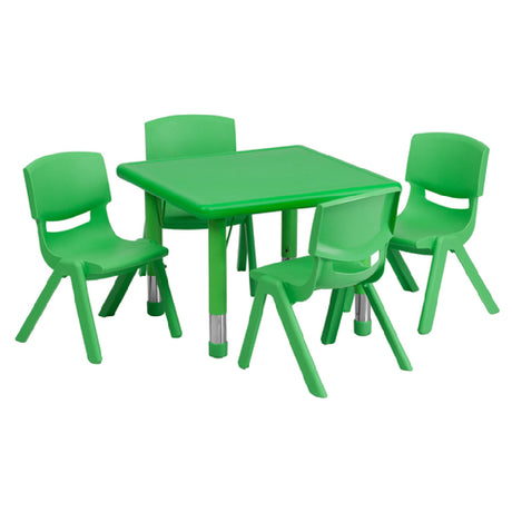 Flash Furniture YU-YCX-0023-2-SQR-TBL-GREEN-E-GG Preschool Activity Table Set Includes (1) Table: 24"W X 24"D X 14-1/2" 23-3/4"H