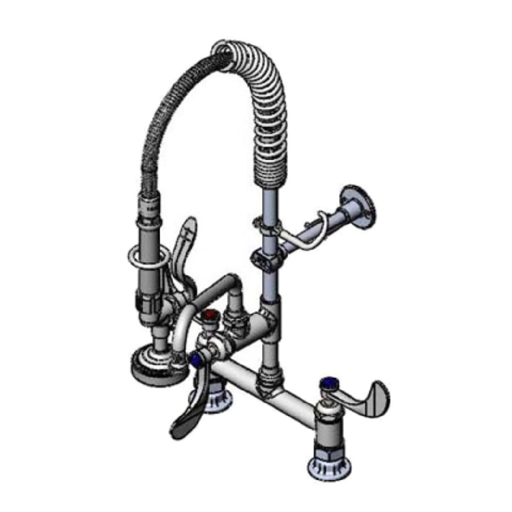 T&S Brass MPZ-8DWN-08-CR EasyInstall Mini Pre-Rinse Units 8" Deck Mount Mixing Faucet