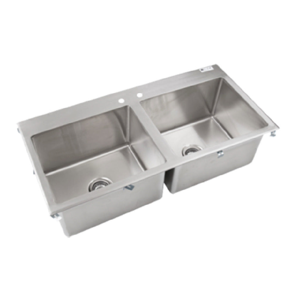 John Boos PB-DISINK201612-2 Pro-Bowl Drop-In Sink 2-compartment 45-1/4"W X 21"D X 12"H Overall Size