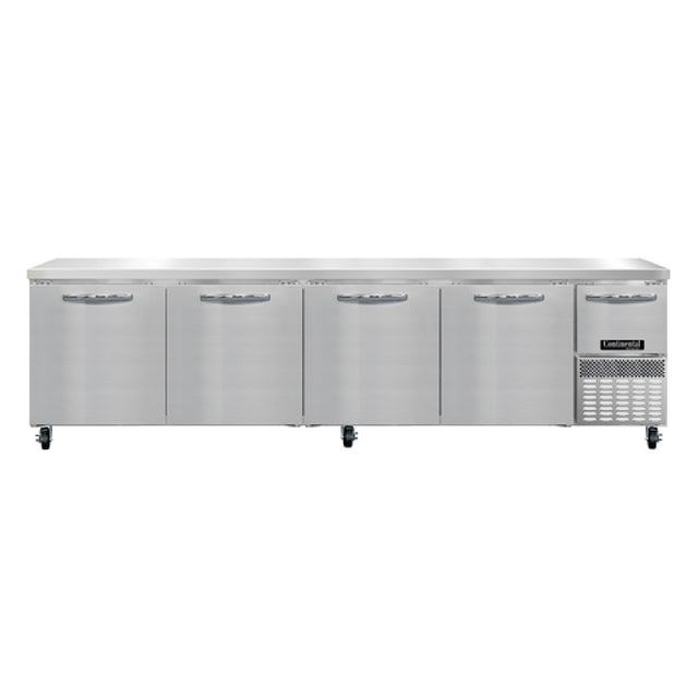 Continental Refrigerator RA118N Refrigerated Base Worktop Unit 118"W 300 Series Stainless Steel Flat Work Top